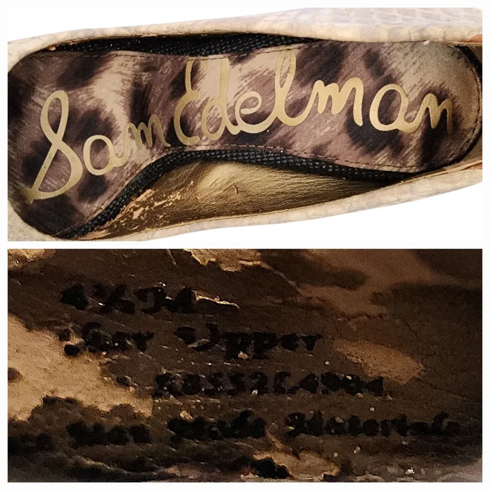 Sam Edelman Snakeskin Tacoma Platform Pumps sz 4.5 Peep Toe High Heel 4.75